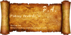 Paksy András névjegykártya